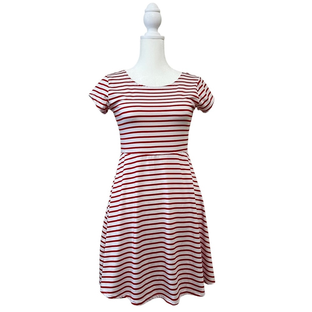 Summer Striped White and Red Dress Size S-M (4-6)